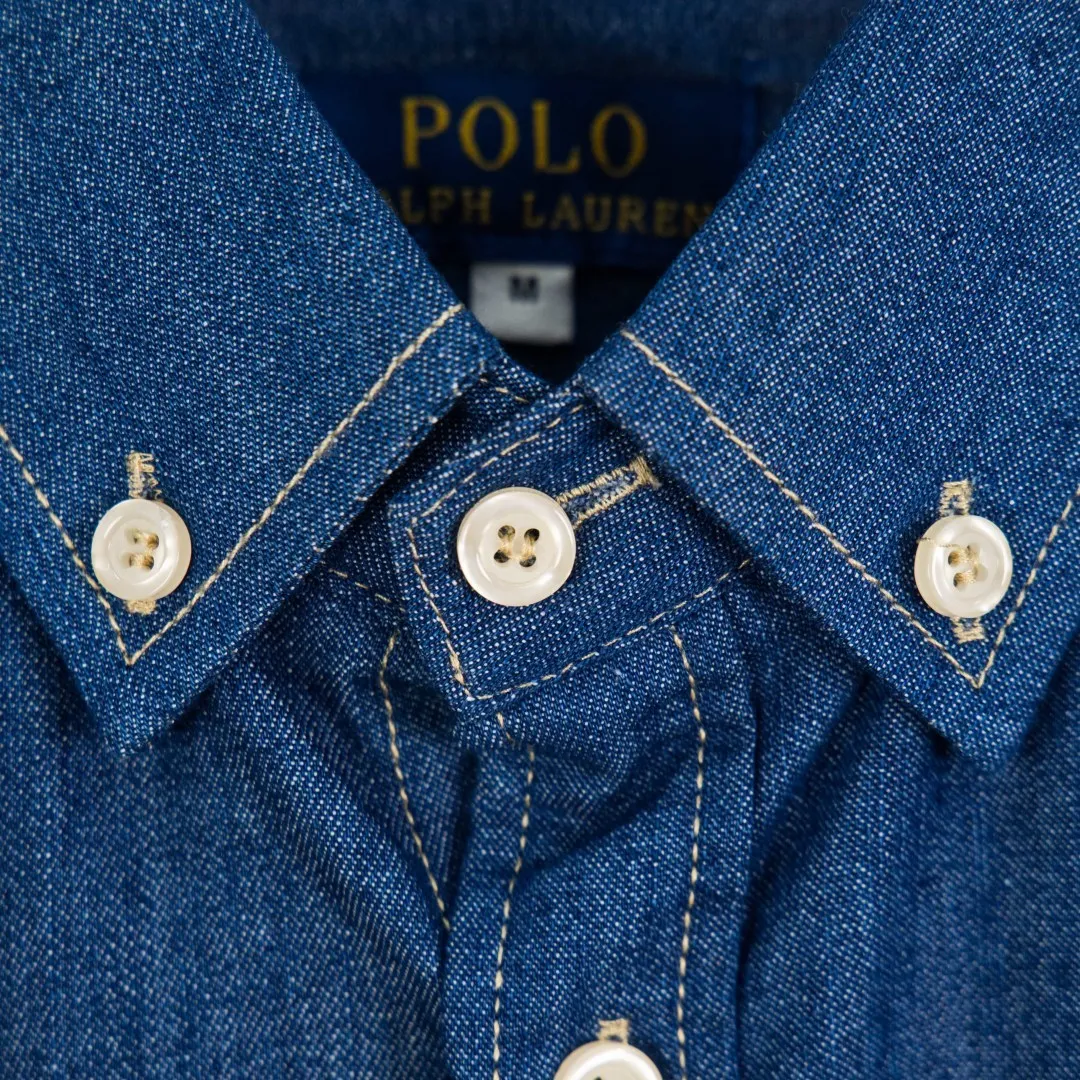 P270 💰zp version [Exclusive supply] Ralph Lauren/Ralph Lauren classic color small label couple's washed denim long-sleeved shirt 1️⃣ Made of high-quality denim fabric, the upper body is soft and comfortable, extremely delicate, has a solid, smooth and soft feel, and the fabric does not wrinkle, and the feel is invincible. The details are handled perfectly! 2️⃣Adopting the washing process, the workmanship details are perfectly controlled. They are all hemmed with vest technology, and the insides of the sleeves are also used. Different from the four-needle and five-thread workmanship, the collars are also all designed with interlining, showing high-end fashion and individuality, and the style is fashionable, simple and elegant! 3️⃣It is very youthful and energetic, and can be easily worn by both men and women. It is very in line with the fashion aesthetic concepts of today's young people!  Color: light blue dark blue Size: S M L XL Number: SG10487